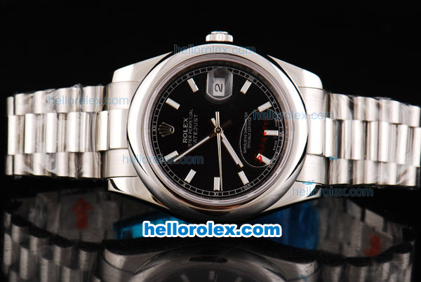 Rolex Datejust II Oyster Perpetual Automatic Movement Black Dial with White Stick Marker and SS Strap - Click Image to Close